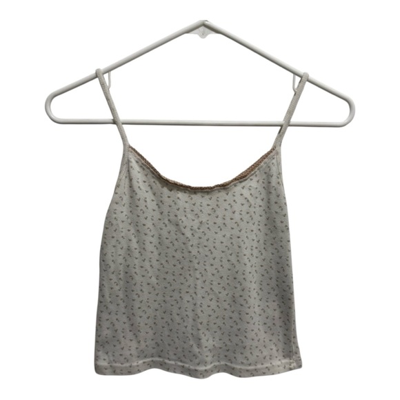 Brandy Melville Floral White Spaghetti Strap Tank Top - Picture 1 of 4